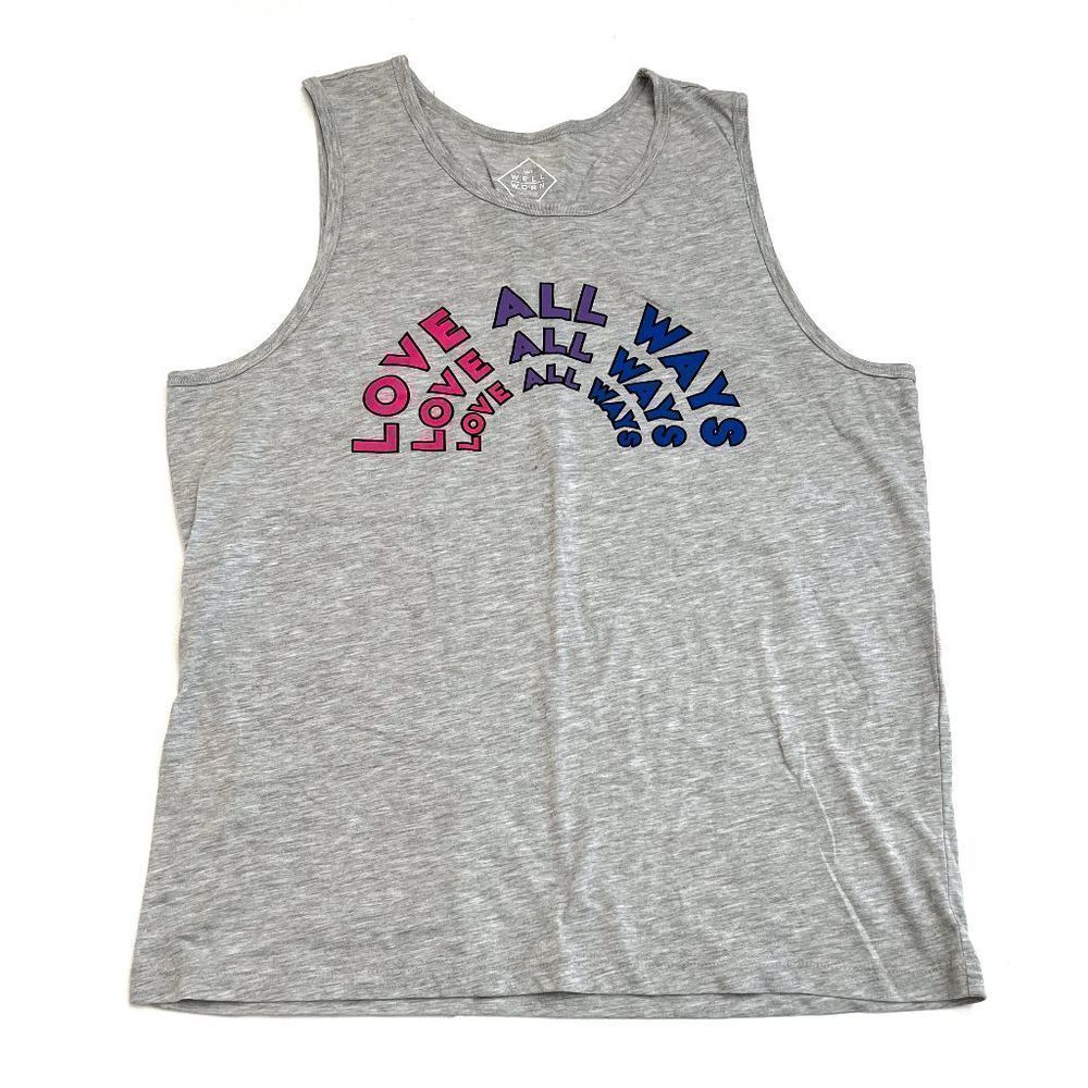 Gender Inclusive Size XL 'Love All Ways' Tank Top - Gray- Well Worn - NWOT